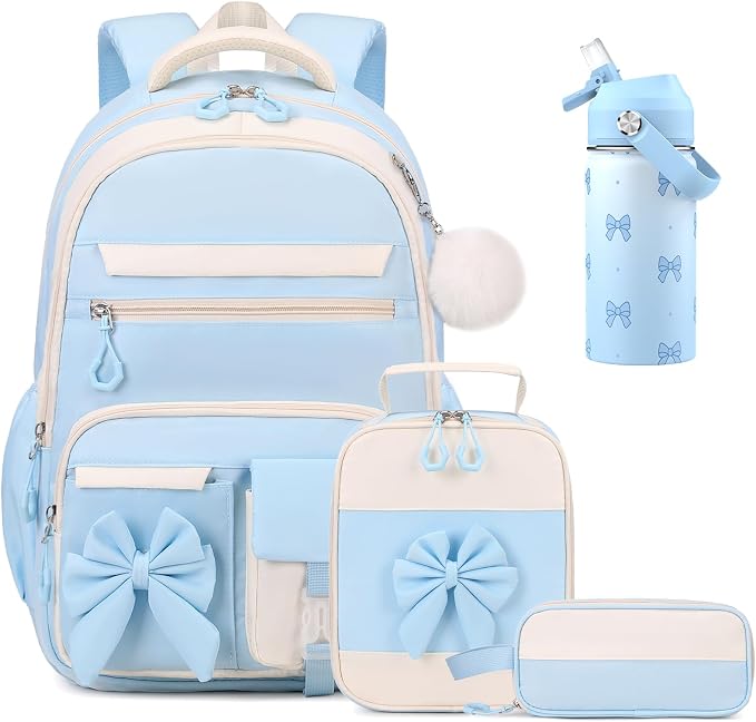DIGOBAY Girls Backpack - Includes 14oz Insulated Water Bottle, Girls School Backpack Set with Lunch Bag & Pencil Case, Girl Teens for Elementary Preschool Middle School