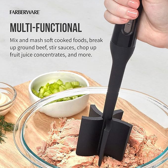 Farberware Easy to use Pro Pump Spinner + Professional Heat Resistant Nylon Meat and Potato Masher