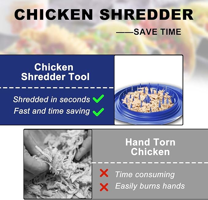 Chicken Shredder, Chicken Shredder Tool Twist, Chicken Breast Meat Shredding Machine with Anti-Slip Base, BPA Free, Dishwasher Safe, Ergonomic Handle, Heat Resistant, Suitable for Pork, Beef, Blue