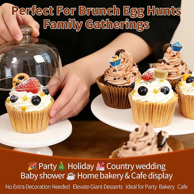Cupcake Liners & Muffin Liners - JUMBO, NON STICK, THICK Parchment Paper For Baking Muffins - Big Giant Extra Large XL Size, Heavy Duty, Tall Unbleached Natural Brown Cup Cake Holders Wrappers