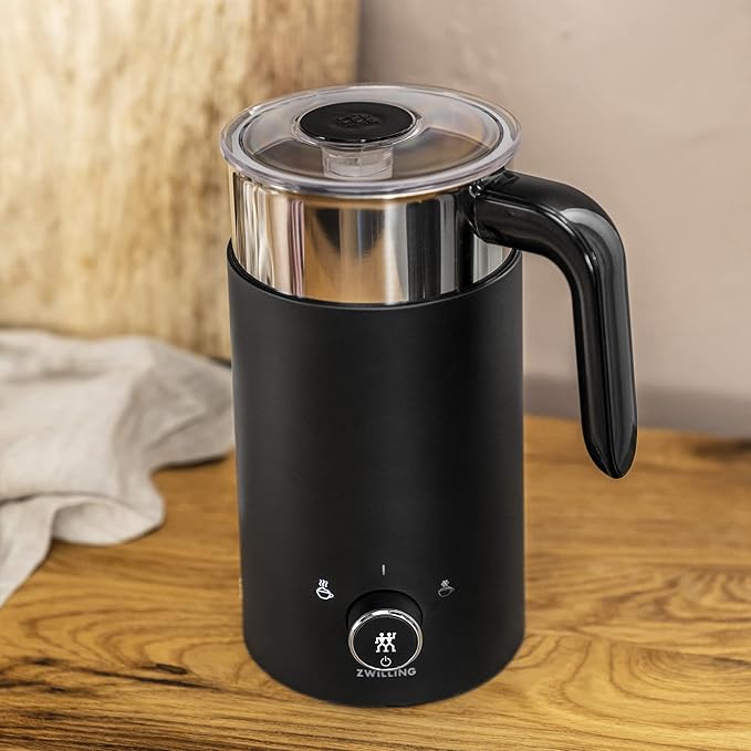 ZWILLING Enfinigy Cool Touch Milk Frother, Hot n Cold Foam Milk Frother, Cream y for Milk, Plant-based Milk - Black