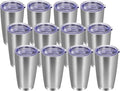 VEGOND 20oz Tumbler with Lid and Straw Stainless Steel Tumbler Cup Bulk Vacuum Insulated Double Wall Travel Coffee Mug Powder Coated Coffee Cup, Stainless, 12 Pack