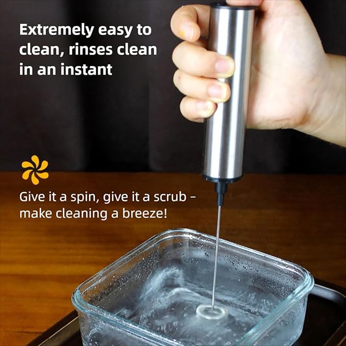 Rechargeable Milk Frother Handheld, Kitchen Electric Whisk Foam Maker for Coffee Hot Chocolate Matcha, Stainless Steel Portable Drink Mixer
