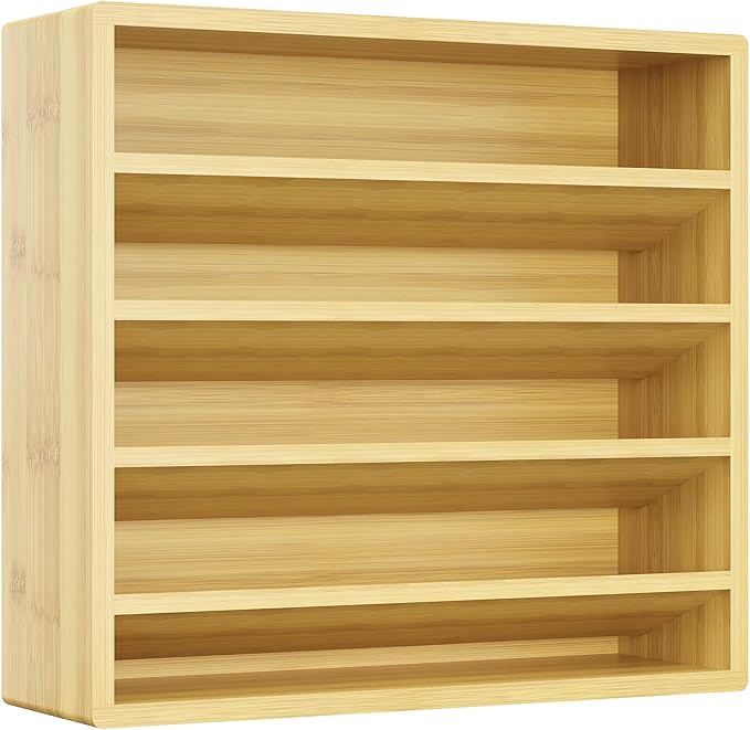 Orimade 4 Tier Spice Rack Organizer for Cabinet, Freestanding Bamboo Seasoning Rack for Countertop, Cupboard, Pantry, Kitchen, 13.18 x 4.13 x 12.2 inches(Spice Jars Not Included)