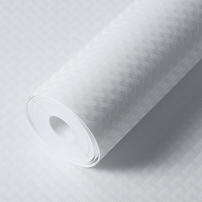 Shelf Liners for Kitchen Cabinets Refrigerator Liners Waterproof & Oil-Proof Kitchen Cupboard Liner Non-Slip Drawer Mats EVA Material Non Adhesive Fridge Liner for Shelves-White 11.8 x 236.2 Inches