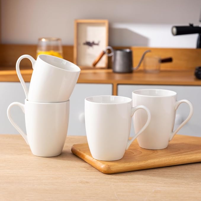 AmorArc 12oz Off White Coffee Mugs Set of 12, Ceramic Coffee Mugs with Large Handle for Man, Woman, Light Weight Coffee Mugs Set for Latte/Cappuccino/Cocoa/Milk, Dishwasher & Microwave Safe, 12Pcs