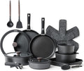 SENSARTE 24 Piece Pots and Pans Set, Nonstick Detachable Handle Cookware, Induction Kitchen Cookware Set with Removable Handle, Healthy Non Stick for RV, Dishwasher＆Oven Safe (Black)