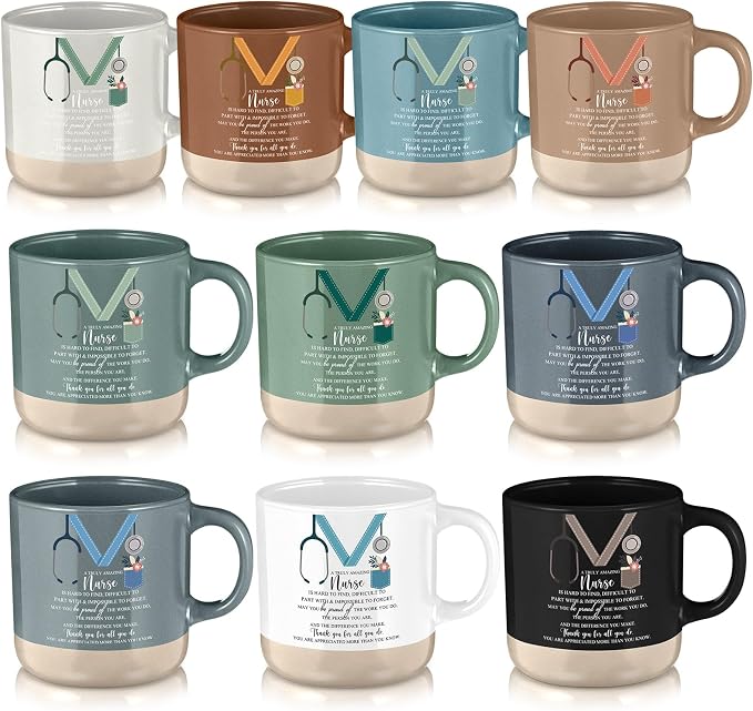 Didaey 10 Pcs Nephrology Nurses Week Gift 2026 Bulk Thank You Mugs Inspirational Ceramic Coffee Mugs 13 oz Appreciation Cups Back to School Gift for Nursing School Teacher Student Staff, 10 Colors