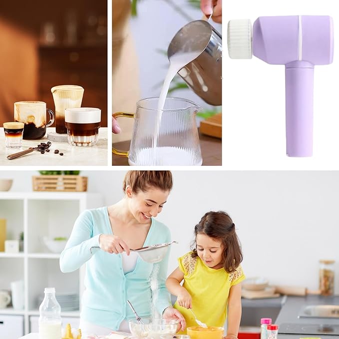 Frother Electric - Handheld Milk Whisk, Rechargeable Stirrer Blender, Kitchen Gadget for Mixing Powder Tea, Cream, Cappuccino, Milk, Dough, Protein Drinks, Portable Beverage Tool for Details