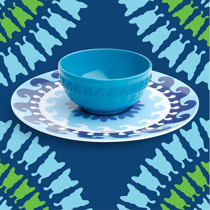French Bull Plates - 4 Piece Set - 9 inch Melamine Salad Plates Set of 4 - Melamine Dinnerware for Indoor and Outdoor - Sus