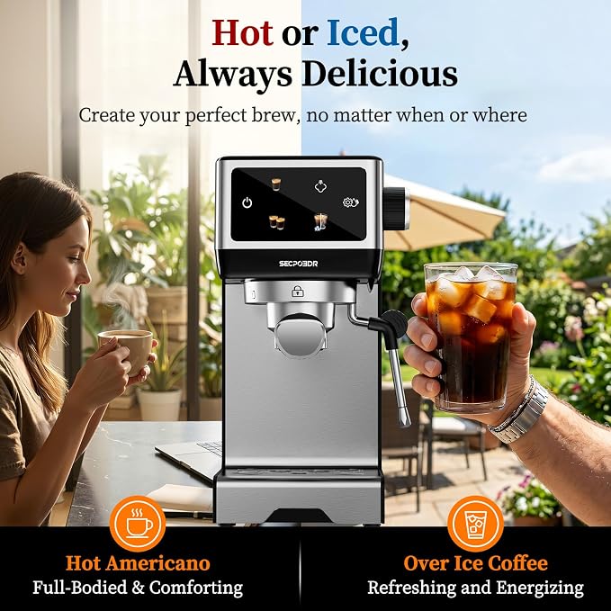 20Bar Espresso Machine with Poweful Milk Frother Rapid Cold Brew, Easy to Use Compact Espresso Maker, Fast Heat 1350W Barista-Quality Home Cappuccino Latte Machine,45oz Water Tank, Silver