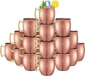 Yaomiao 24 Pieces Mini Moscow Mule Mugs 2 oz Cocktail Copper Cup Stainless Steel Mule Shot Glasses Copper Plating Cups for Wine Coffee Drinks (Hammered)