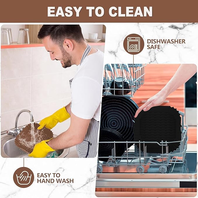 Boribim 2 PCS Square Silicone Air Fryer Liners - 8 Inch Reusable Air Fryer Pot - Air Fryer Accessories - Air Fryer Inserts for 4 to 7 QT Oven Microwave Accessories (Black + Brown)