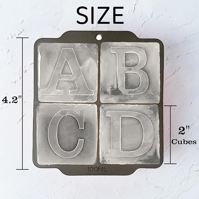 Letter W Monogram Ice Cube Mold Custom Ice Cube Mold 2 Inch Big Initials Silicone Ice Cube Tray Gifts for DAD Gifts for Him