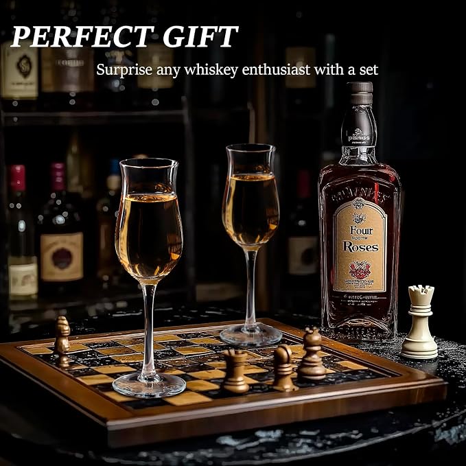 Cognac, Brandy, Whiskey,Tequila and Dessert Wine Snifter Glasses - Set of 4 - Professional 4oz Small Crystal Snifters Gift Sniffers for Sipping Neat Liquor - Liquor and Spirits Sippers