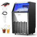 EUHOMY Under Counter Ice Maker with Drain Pump, 120 lbs/24H Commercial Ice Machine, Stainless Steel Ice Maker with 33 lbs Storage Bin, Freestanding Ice Maker for Home/Bar/Cafe/Restaurant
