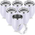 Remagr 6 Pack Stainless Steel Wine Tumblers 12 oz Insulated Vacuum Wine Cup Set Double Wall Stainless Steel Stemless Mug Glasses for Coffee Soda Whiskey Outdoor Travel (White)