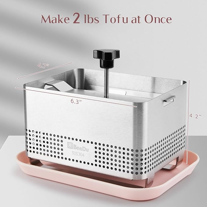 Tofu Press Stainless Steel, Paneer Maker with Upgraded Deep-Press Design, Improves Tofu Flavor and Texture, for Homemade Tofu, Paneer Press and Cheese Press, Multi-Functional Kitchen Tool, BPA Free