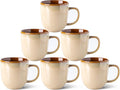 LERATIO Ceramic Coffee Mugs Set of 6,12oz Handmade Coffee Mugs Set with Large Handle for Cappuccino/Latte/Tea/Hot Cocoa, Dishwasher & Microwave Safe-Pale Kahki