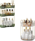 YCIA&DONE Rotating Makeup Organizer and Corner Bathroom Organizer Countertop Green