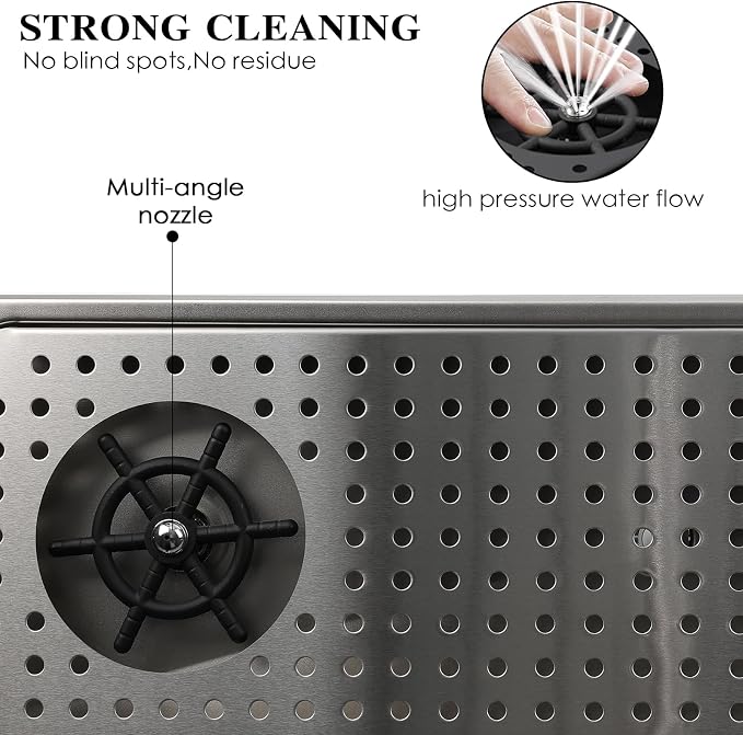 Pitcher Washer, Espresso Washer, Drainage and Drip Tray Stainless Steel Bar Glass Washer is The Sink, and The Cup Spray Washer is The Home Kitchen Hotel Cafe Restaurant (KF28-Silver)