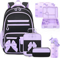 DIGOBAY 5PCS Girls Backpack - Includes 14oz Insulated Water Bottle & Bento Box for kids, Girls School Backpack Set with Lunch Bag & Pencil Case, Girls Teens for Elementary Preschool Middle School