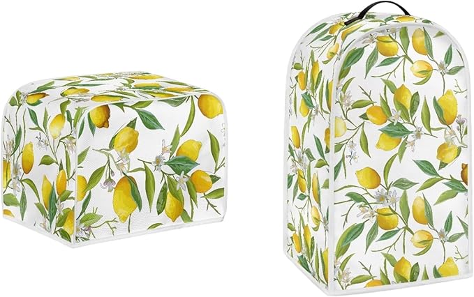 Fruit Theme Lemon Printed Appliance Covers Set Washable Kitchen Blender Dust Cover Bread Maker Toaster Cover 2 Slice Kitchen Accessories Size S