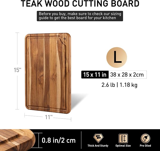Teak Cutting Board 15inch Non Slip Over Sink Kitchen 2025 First Apartment Essentials Wooden Cutting Board New Home Must Haves Accessories House Warming Decor Housewarming Hostess Host Gifts L