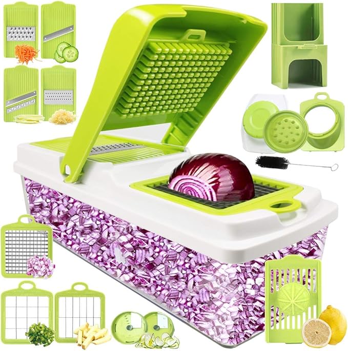 Vegetable Chopper Pro Onion Chopper Dicer Slicer Cutter Manual - Vegetable Spiralizer Mandoline Slicer Food Veggie Kitchen Fruit Chopper Heavy Duty
