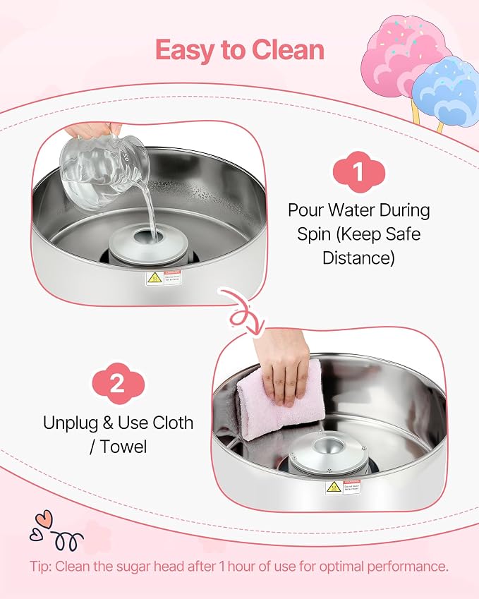 VEVOR Cotton Candy Machine Commercial, 1000W Electric Candy Floss Maker, Easy Use with 15 inch Stainless Steel Bowl and Sugar Scoop, Makes Hard Candy for Home Kids Birthday, Family Party, Blue
