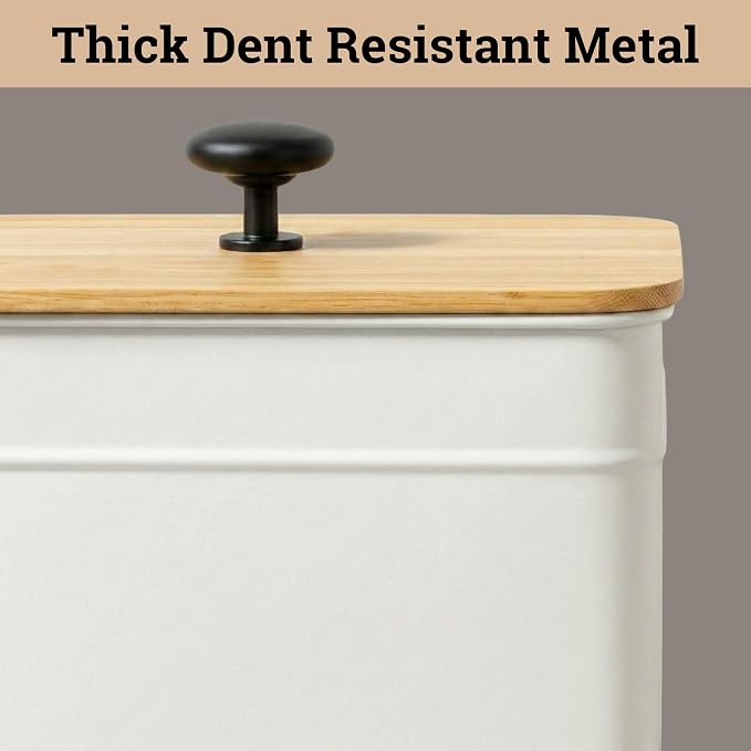 Kitchen Canisters for Countertop Set of 4 with Customizable Chalkboard Labels & Marker Pen - Big Iron Kitchen Canisters with Airtight Lids - Canisters Sets for the Kitchen - White Kitchen Canister Set | Airtight Easy Open Bamboo Lids, Dent-Resistant Th...