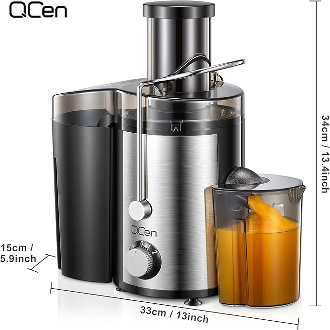 Juicer Machine, 800W Centrifugal Juicer Extractor with Wide Mouth for Fruit Vegetable, Easy to Clean, Stainless Steel, BPA-free (Black)