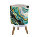 Trash Can with Lid Mural for Wall Frame Resin geode Abstract Art Functional Art Press Top Round Small Garbage Bin with Wooden Legs Waste Basket for Kitchen Bedroom Nursery 7L/1.8 Gallon