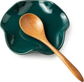 Miamolo Condiment Tray and Spoon Rest, Ceramic Spoon Holder for Stove Top, Cute Coffee Spoon Rest with Ruffled Edge for Coffee Bar, Housewarming Christmas Gift