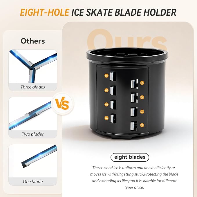 Snow Cone Machine & Shaved Ice Machine, Crushed Ice Maker in Stainless Steel Metal Design with Ice Pick & Tray – Powerful Motor, Sharp Blades, Fast Ice Shaving for Home, Parties