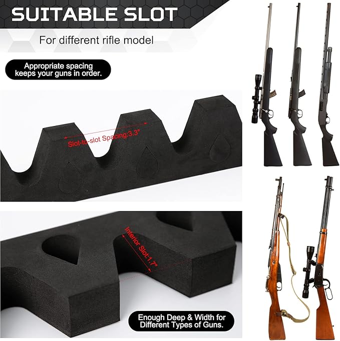 OCQOTAT Gun Rack for Gun Storage, Gun Safe Accessory for Rifles and Shotguns, Gun Holder in Gun Cabinet, Shotgun Rifle Rest, Foam Material with Magnetic Strip and Hook Strip , Gifts for Hunters