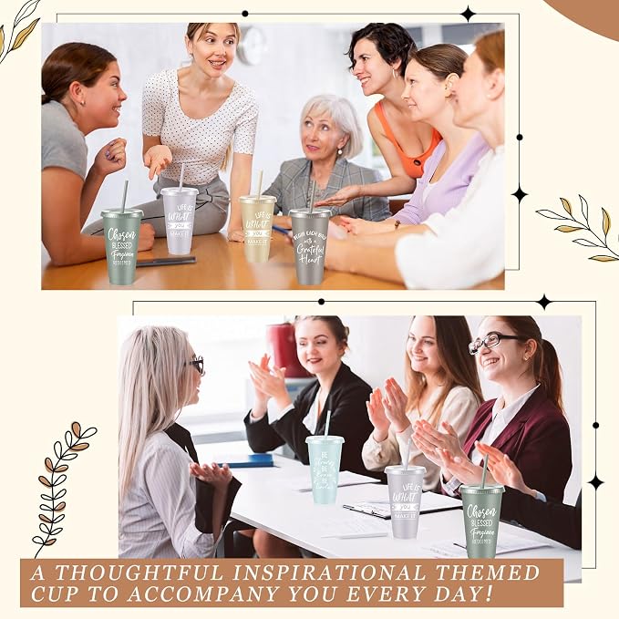 Uiifan 30 Pcs Inspirational Cups Bulk Appreciation Gifts for Employee Coworker Staff Team Thank You Gifts, Office Prizes for Adults Work Party Favors, Associates, Giveaways (Light Morandi)