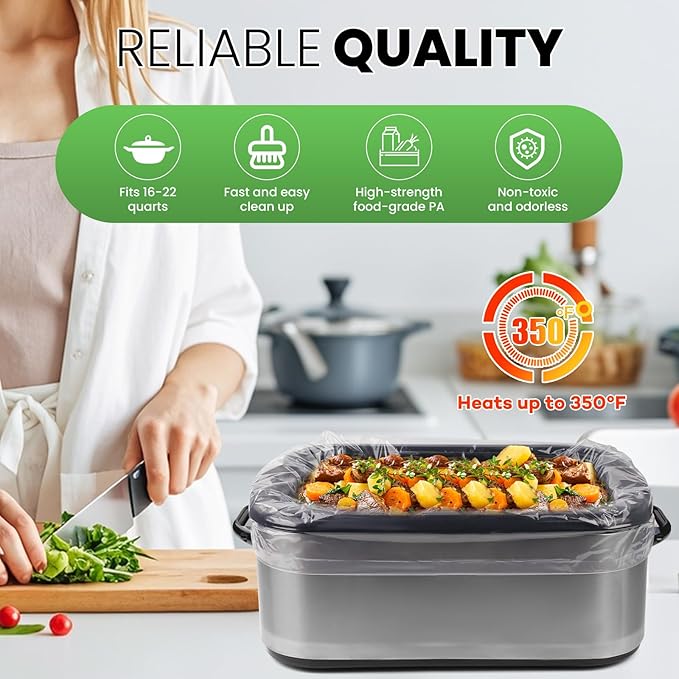CAREGY Electric Roaster Liners 34 x 18 Inch 15 Counts Disposable Roaster Liners Fits 16, 18, 22 Quarts Roasters, Roasting Oven Liners Cooking Bags for Immediate Cleanup