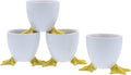 BIA Cordon Bleu White Chicken Footed Egg Cup with Yellow Feet, Set of 4