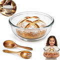 6.3 Quart Large Glass Mixing Bowl for Sourdough Bread,11.5 Inch Diameter Large Capacity Clear Glass Mixing Bowl with Covers&Serving Utensils for Sourdough,Salad,Cooking Prepping and Food Storage
