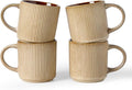 famiware Coffee Mug Set for 4, Star 12 oz Catering Mugs Cup Set with Handle for Coffee, Tea, Cocoa, Milk - Ceramic Stoneware Drinkware Set, Cream Cocoa
