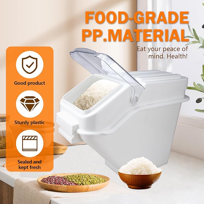 Flour Bin,25 lb Stackable Kitchen Ingredient Storage Container with Lid - Food Pantry Organizer for Flour, Sugar, Rice, Baking,Dog Food Supplies (25lb)