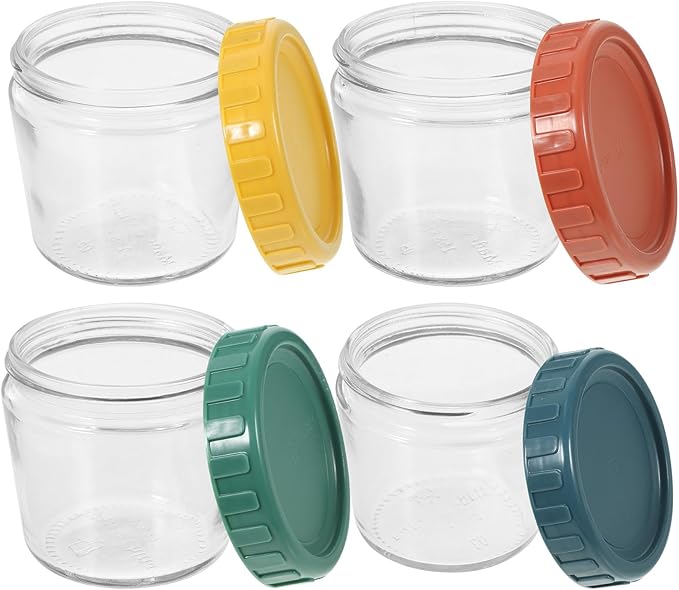4pcs Glass Storage Jars with Airtight Screw Lids Small Glass Canisters for Tea Coffee Cereals with Sealing Rings for Kitchen and Meal Prep
