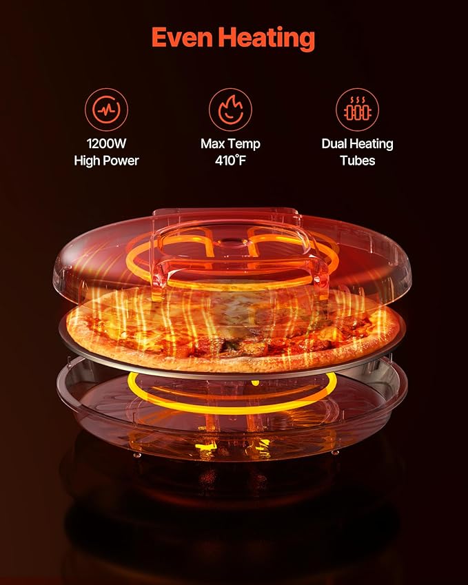 VEVOR Pizza Oven, 12 in Electric Pizza Maker, 1200W Electric Pizzas Cooker with Non-Stick Coating, 180° Open for Dual Side Baking, Heats up to 410 ˚F, Multi-Function Cooking, for Pizzas, Barbecue