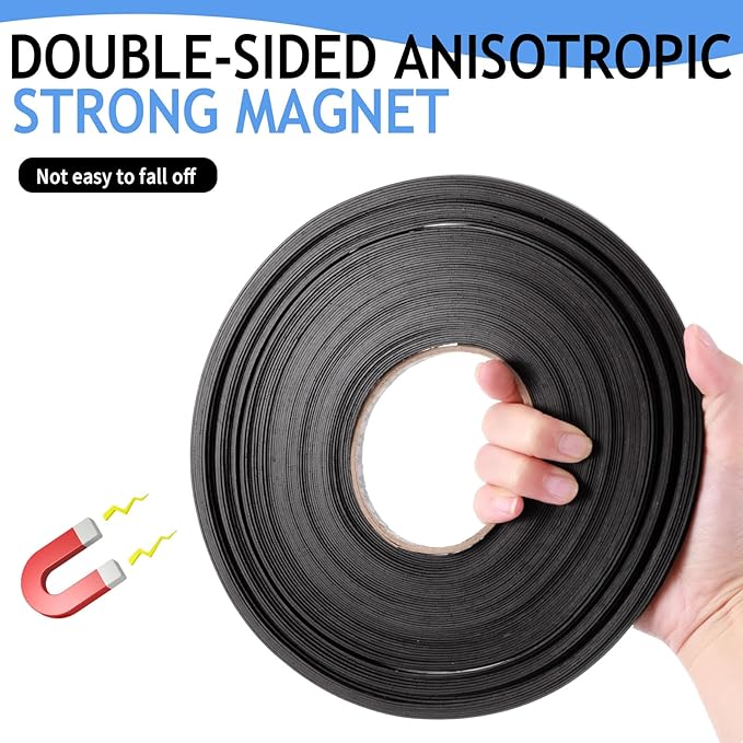 Tellegloww Black Magnetic Tape Roll Thin Strips, 1/4 inch x 60 feet Magnetic Board Dividers Whiteboard Graphic Decorative Tape Marking Line for Classroom Office Art Accessories