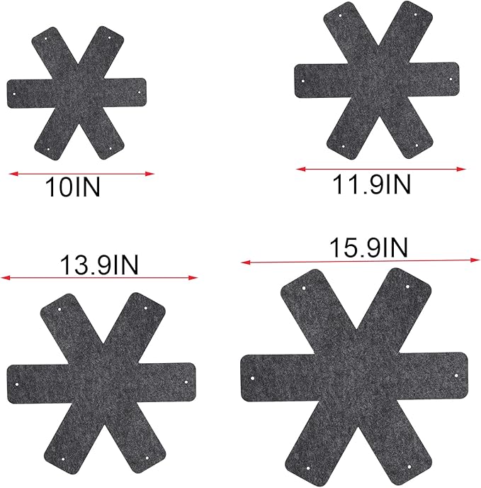 Cedilis Set of 40 Pan and Pot Protectors, Thick Felt Cookware Protector for Stacking, Anti-Slip Pots and Pans Dividers Separator Pads to Avoid Scratching When Stacking, 4 Different Size