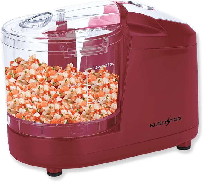 EUROSTAR EC501R 1.5 Cup One Touch Electric Mini Food Chopper, Red