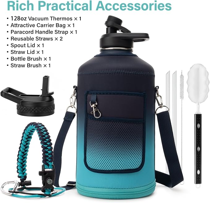 DYSANKY Gallon Insulated Water Bottle with Portable Carrier Bag for Outdoor