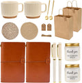 Baby Shower Prizes for Game Winners Baby Shower Games Prizes Ceramic Mugs with Metal Spoons Woven Coasters Notebooks Scented Candles Gift Bags Wedding Bridal Shower Favors for Guests (2, Brown)