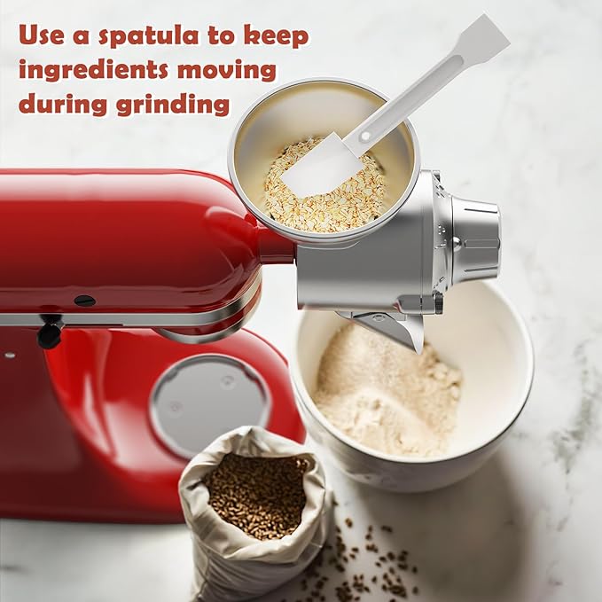 Grain Mill Attachment for Kitchenaid Stand Mixer, 9 Levels Flour Mill, Grain Mill for Flour, Fit for Non-Oily Dry Grain Corn, Coffee Bean Grinder, Oats, Millet, Wheat